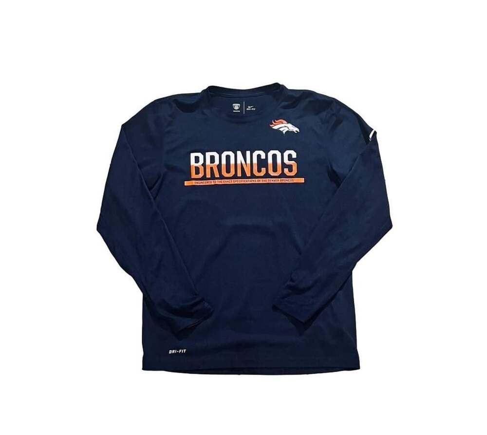 Nike Denver Broncos NFL Dri-Fit Navy Blue Long Sleeve T-Shirt